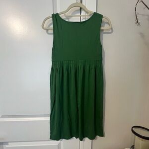 LOFT Green Pleated knit Sundress Sleeveless Casual